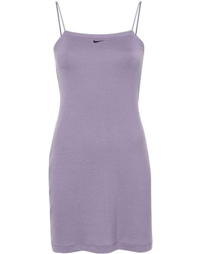 Nike Swoosh-embroidered Ribbed Minidress - Purple