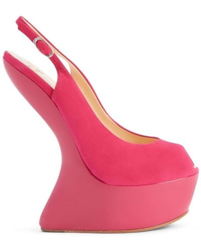 Giuseppe Zanotti Curved Jem 130mm Slingback Court Shoes - Pink