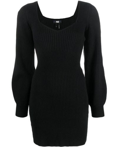 PAIGE Celie Ribbed-knit Minidress - Black