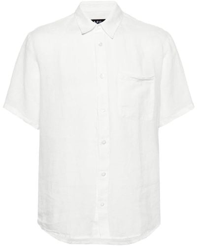 A.P.C. Leinenhemd mit Brusttasche - Weiß