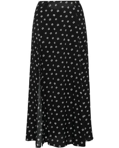Reformation Zoe Floral-print Midi Skirt - Black