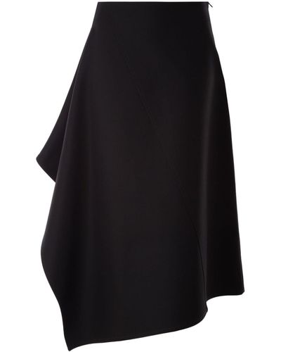 Bottega Veneta Asymmetric Cotton Midi Skirt - Zwart
