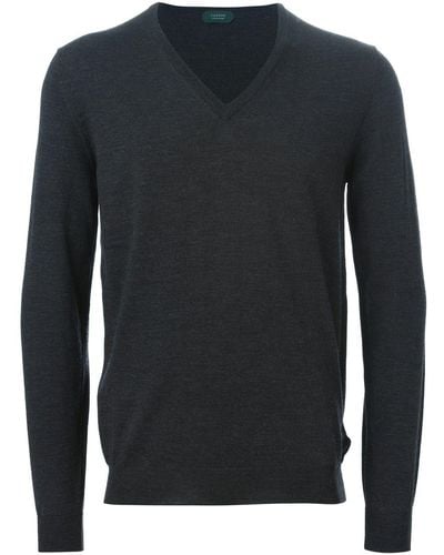 Zanone V-neck Sweater - Gray
