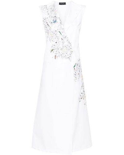 Fabiana Filippi Embroidered Cotton Wrap Dress - White