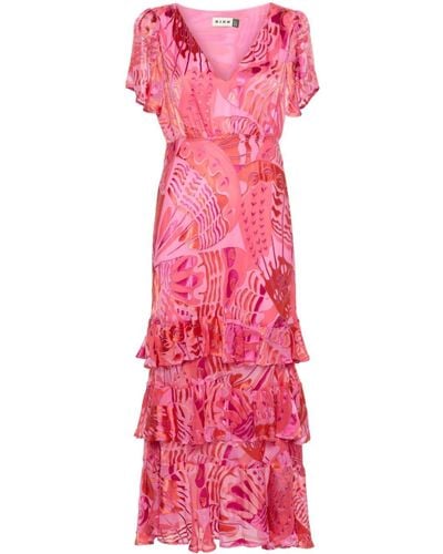 RIXO London Gilly Midi-jurk - Roze