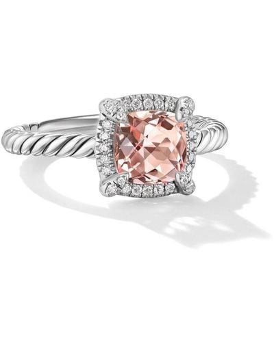 David Yurman Petite Chatelaine Zilveren Ring Met Diamant - Wit