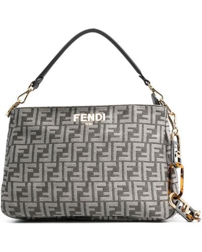 Fendi O'lock Ff-monogram Tote Bag - Gray