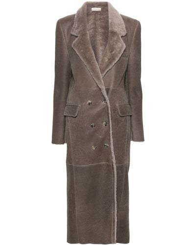 The Mannei Greenock Leather Maxi Coat - Brown