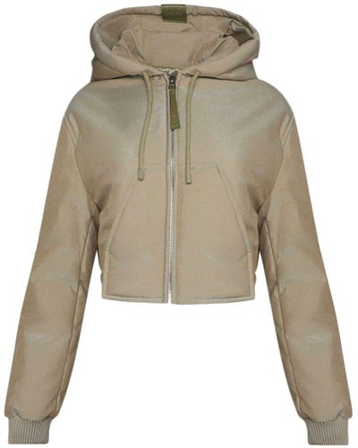 Loewe Logo-appliqué Hooded Cropped Jacket - Natural