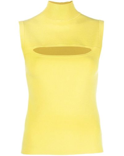 P.A.R.O.S.H. Cut-out High-neck Vest - Yellow