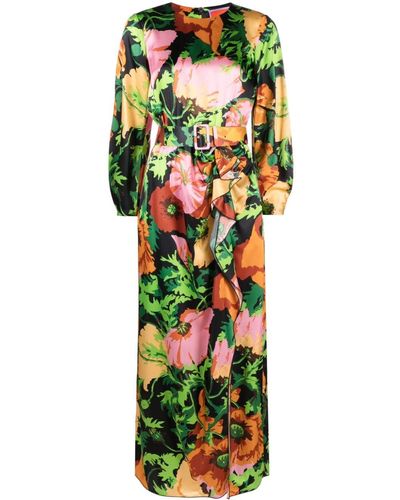 La DoubleJ Floral-print Belted Dress - Green