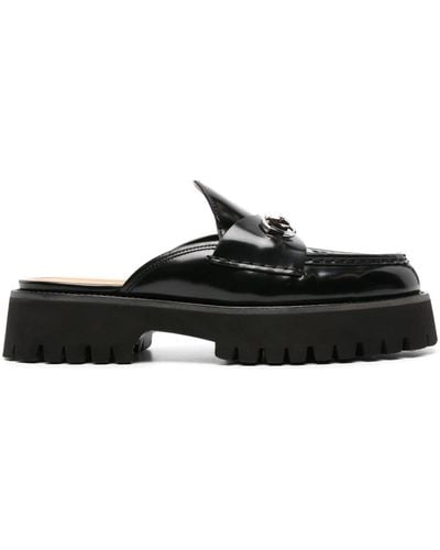 Gucci Horsebit Leather Slippers - Black