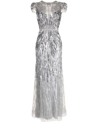 Jenny Packham Marina Sequin-embellished Gown - Grey