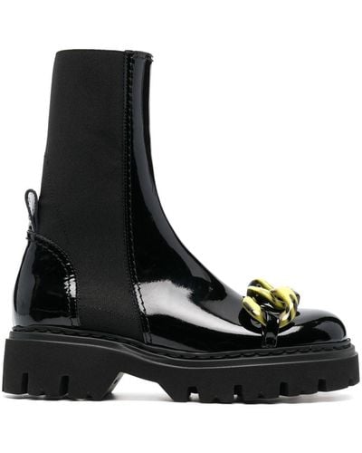 N°21 Chunky Chain Embellished Boots - Black
