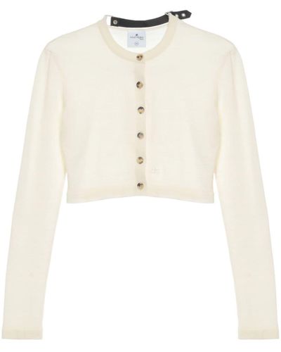 Courreges Cropped Fine-knit Cardigan - Natural