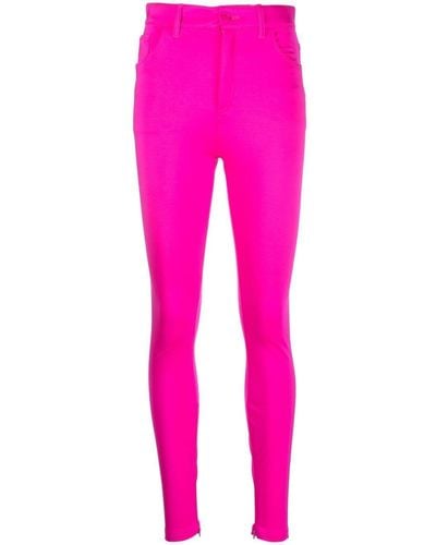 Balenciaga Satin Stretch High-waisted Trousers - Pink