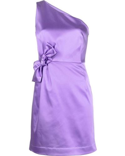 P.A.R.O.S.H. Robe courte en satin à design asymétrique à une épaule - Violet
