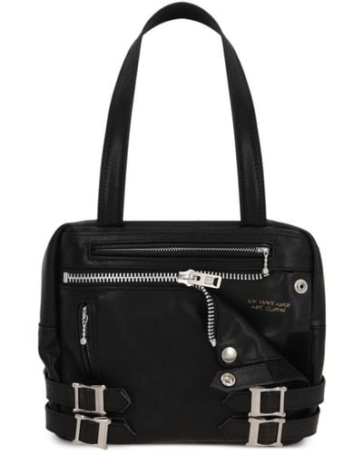 Undercover Graphic-print Leather Tote Bag - Black