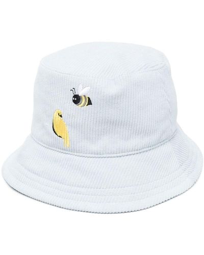 Thom Browne Embroidered Corduroy Bucket Hat - White