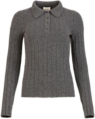 Khaite The Hans Ribbed Cashmere Sweater - Gray