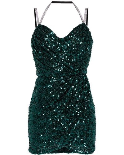 Dolce & Gabbana Crystal-embellished Sequinned Mini Dress - Green