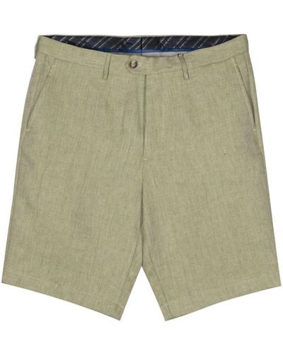 Etro Herringbone Linen Bermuda Shorts - Green