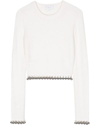 Rabanne Beaded-trim Wool Sweater - White