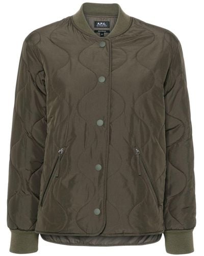 A.P.C. Padded Quilted Bomber Jacket - Green