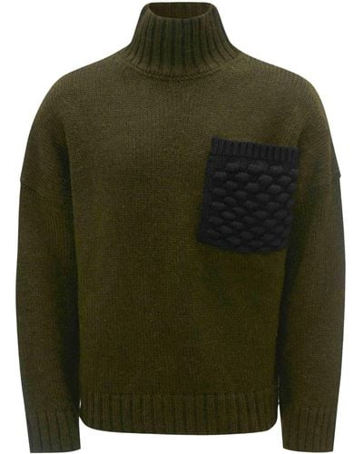 JW Anderson Popcorn Patch-pocket Sweater - Green