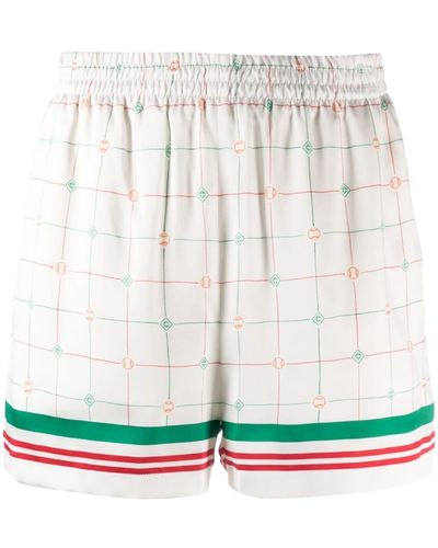 CASABLANCA Tennis Club Check-print Shorts - White