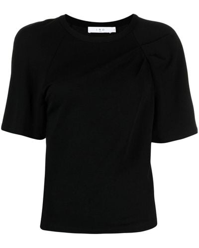 IRO Camiseta fruncida de manga ancha - Negro
