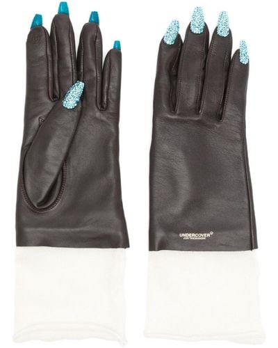 Undercover Nail-appliqué leather gloves - Noir