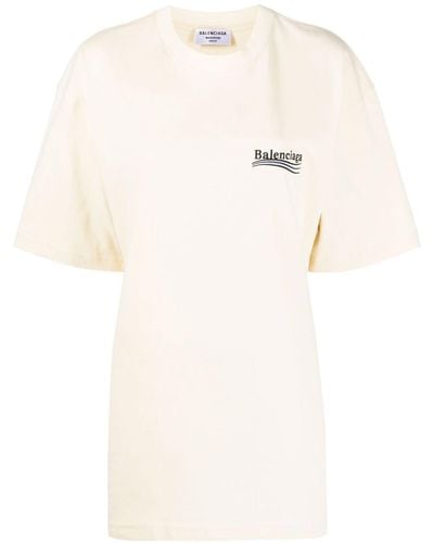 Balenciaga T-shirt Met Logoprint - Naturel
