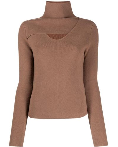 B+ AB Layered High-neck Wool Sweater - Brown