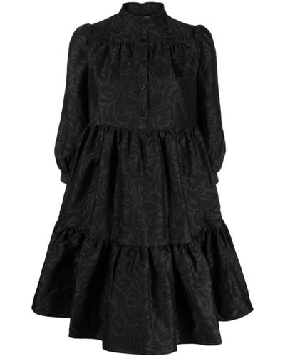 Kate Spade Flourish Swirl Tiered Minidress - Black