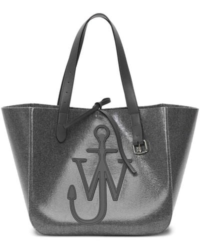 JW Anderson Borsa tote con applicazione - Grigio