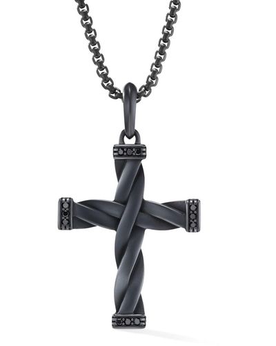 David Yurman Amuleto Cross con diamantes negros