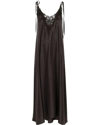 P.A.R.O.S.H. Lace-appliqué Silk Slip Dress - Black