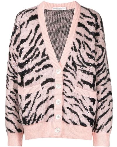 Alessandra Rich Zebra-pattern V-neck Cardigan - Pink