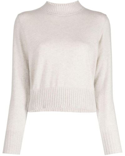 N.Peal Cashmere Cropped Fine-knit Cashmere Sweater - White