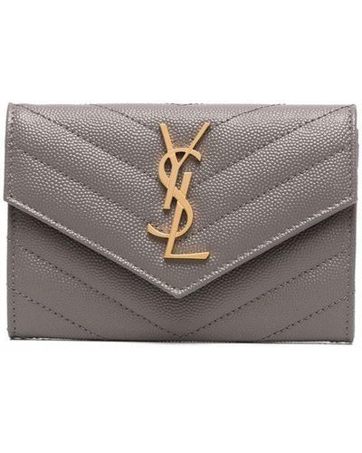 Saint Laurent Portemonnaie mit Monogramm-Schild - Grau