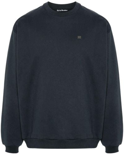 Acne Studios Face-patch Cotton Sweatshirt - Blue