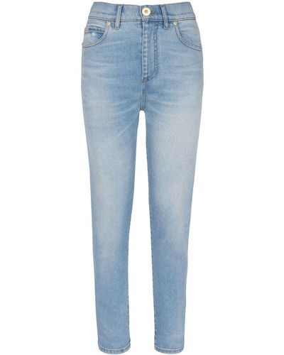 Balmain Schmale High-Rise-Jeans - Blau