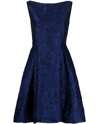 Talbot Runhof フローラル Aラインドレス - ブルー