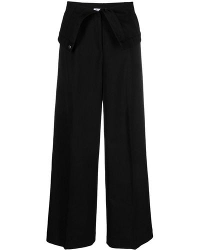 Acne Studios Pantalones rectos con cintura plegada - Negro