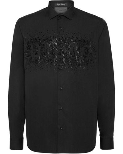 Philipp Plein Sugar Daddy Rhinestone-embellished Shirt - Black