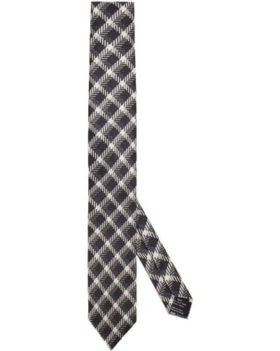 Tom Ford Cravate en lin à carreaux - Gris