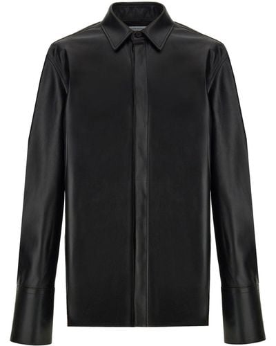 Ferragamo Long-sleeved Leather Shirt - Black
