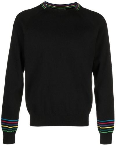 PS by Paul Smith Stripe-detail Organic Cotton Sweater - Black