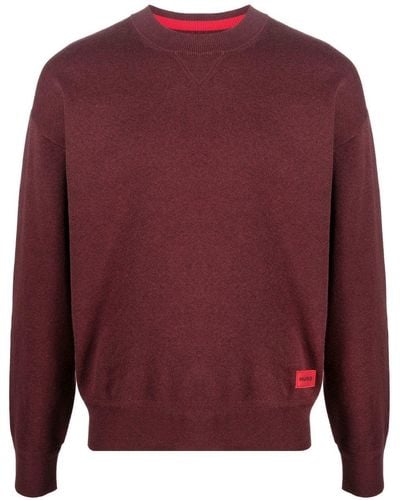 HUGO Sweater Met Logopatch - Paars